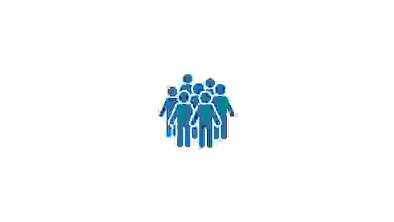 Blue Icon of a Crowd of People